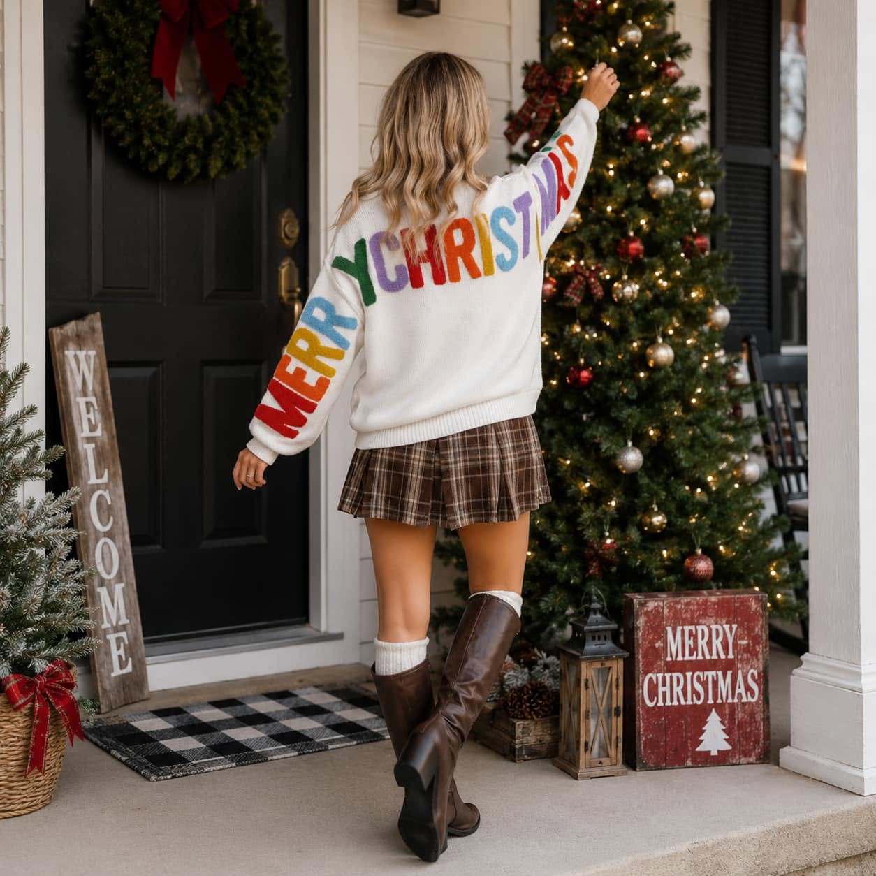 Merry Christmas/hohoho Chenille Graphic Sweater