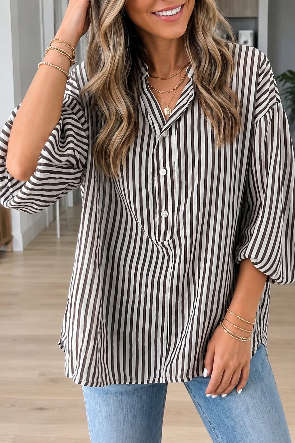 Black Striped Button Shirt