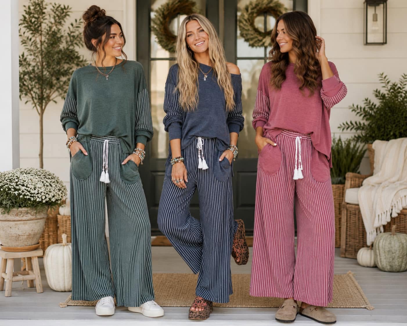 Raw Edge Pocket Casual Set (Multiple Colors)