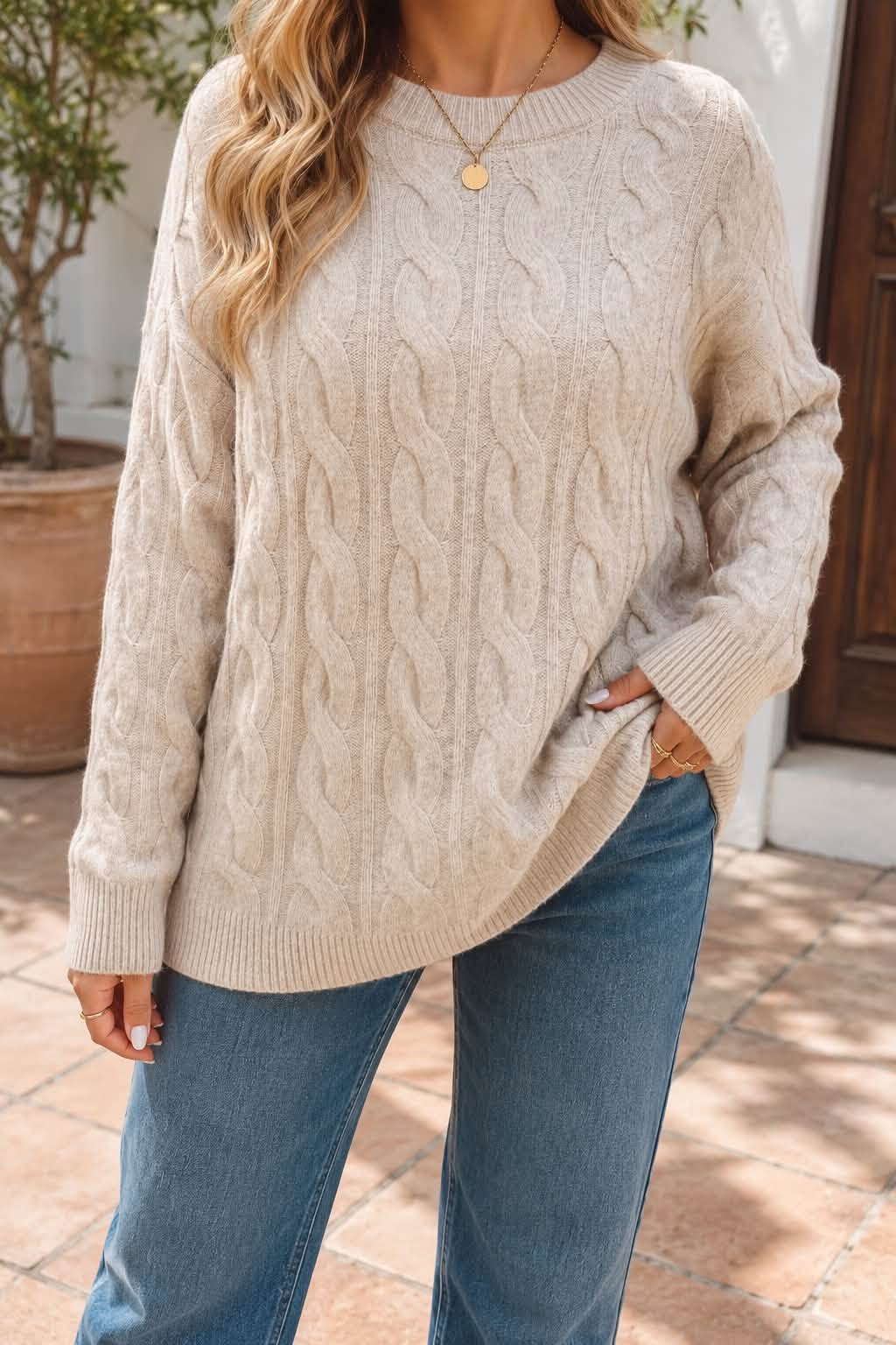 PLUS Oversized Cable Knit Sweater