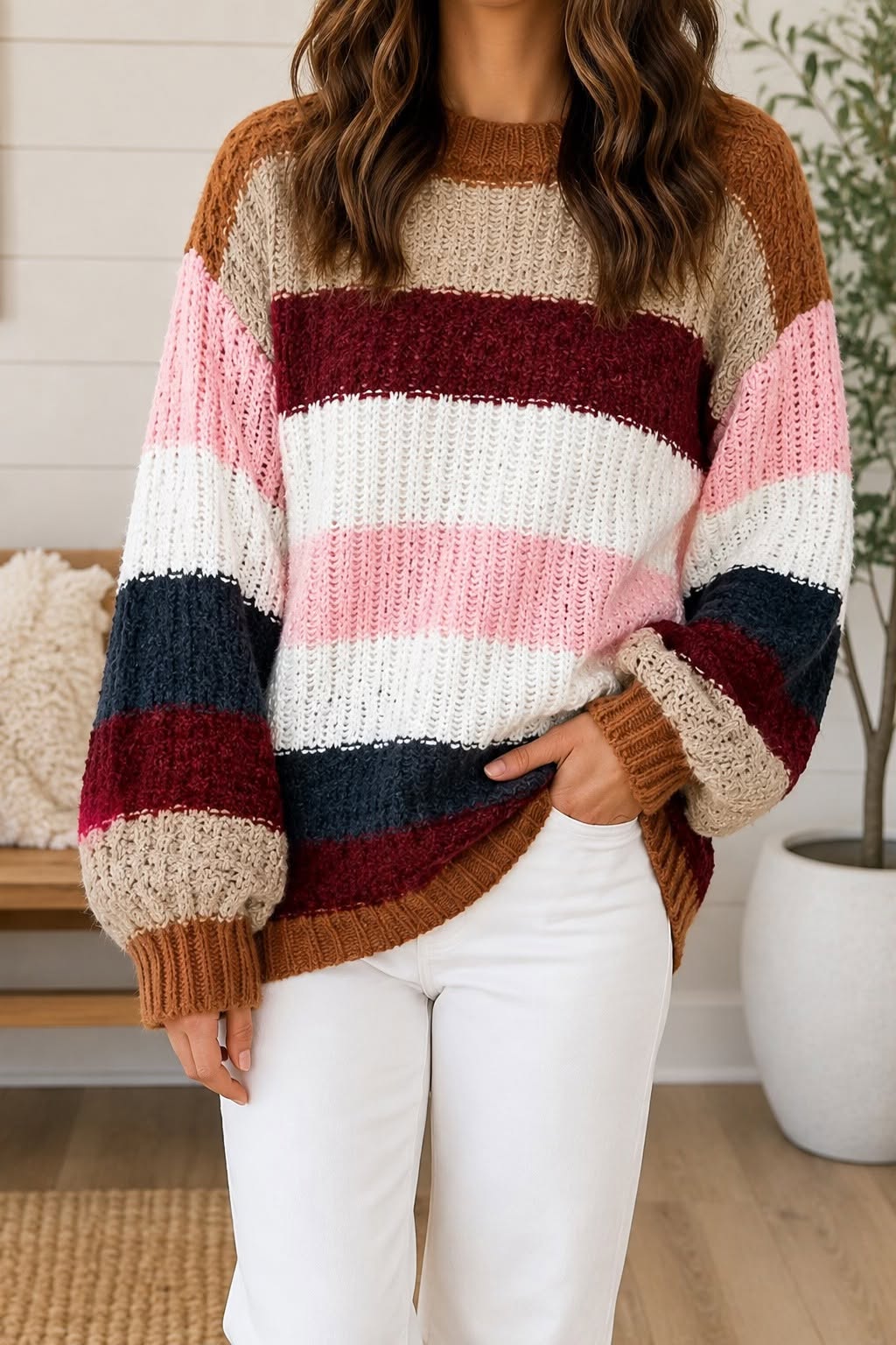 Multicolor Striped Knit Sweater