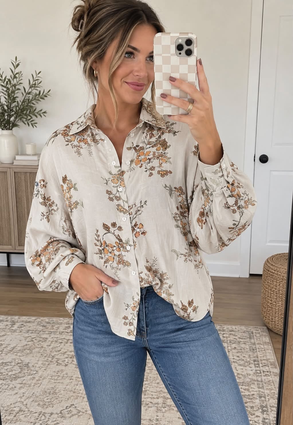 Floral Silky Button Shirt