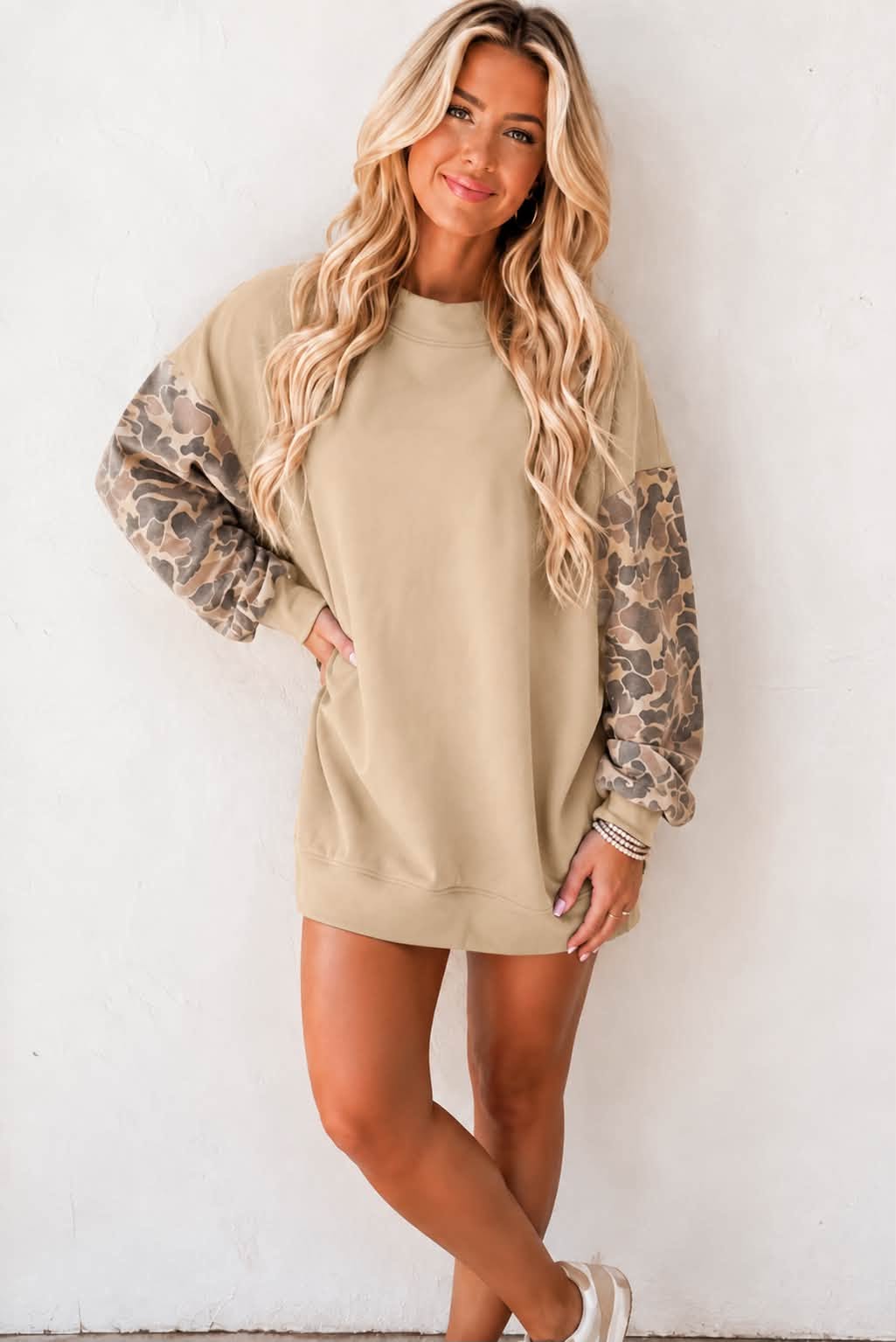 Camo Sleeve Pullover Sweatshirt (2 Colors)