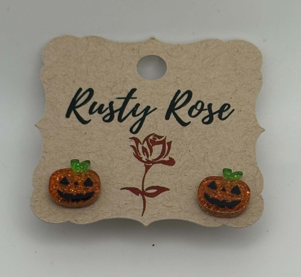 Mini Sparkly Acrylic Pumpkin Stud Earrings