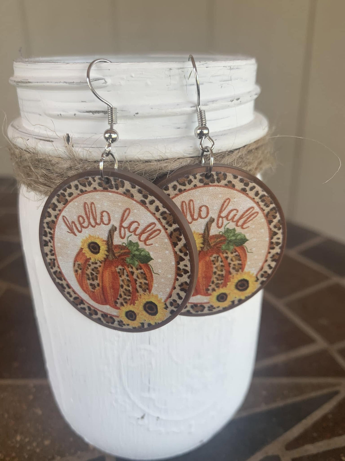 Hello Fall Pumpkin Dangle Earrings
