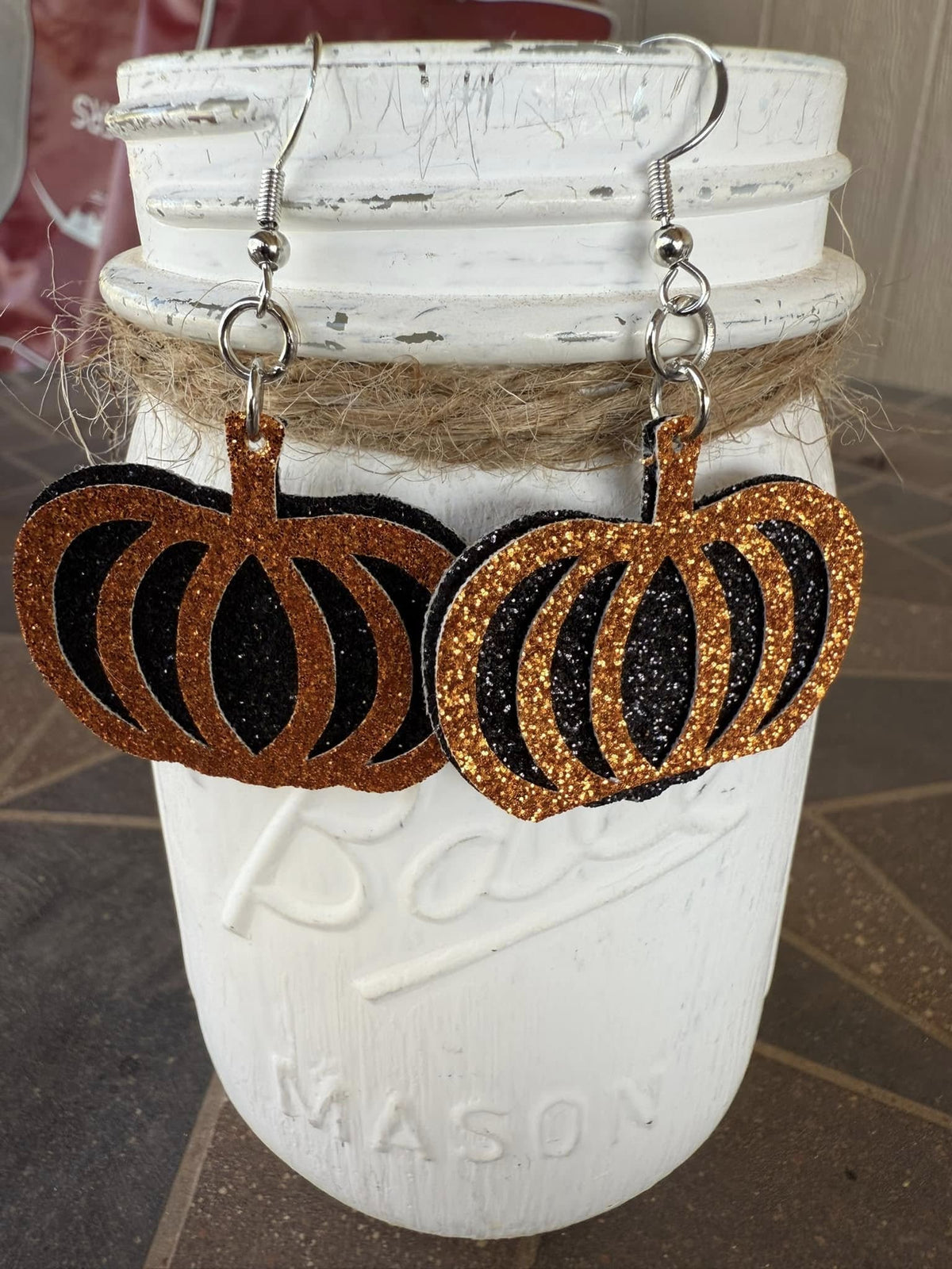 Faux Leather Pumpkin Earrings