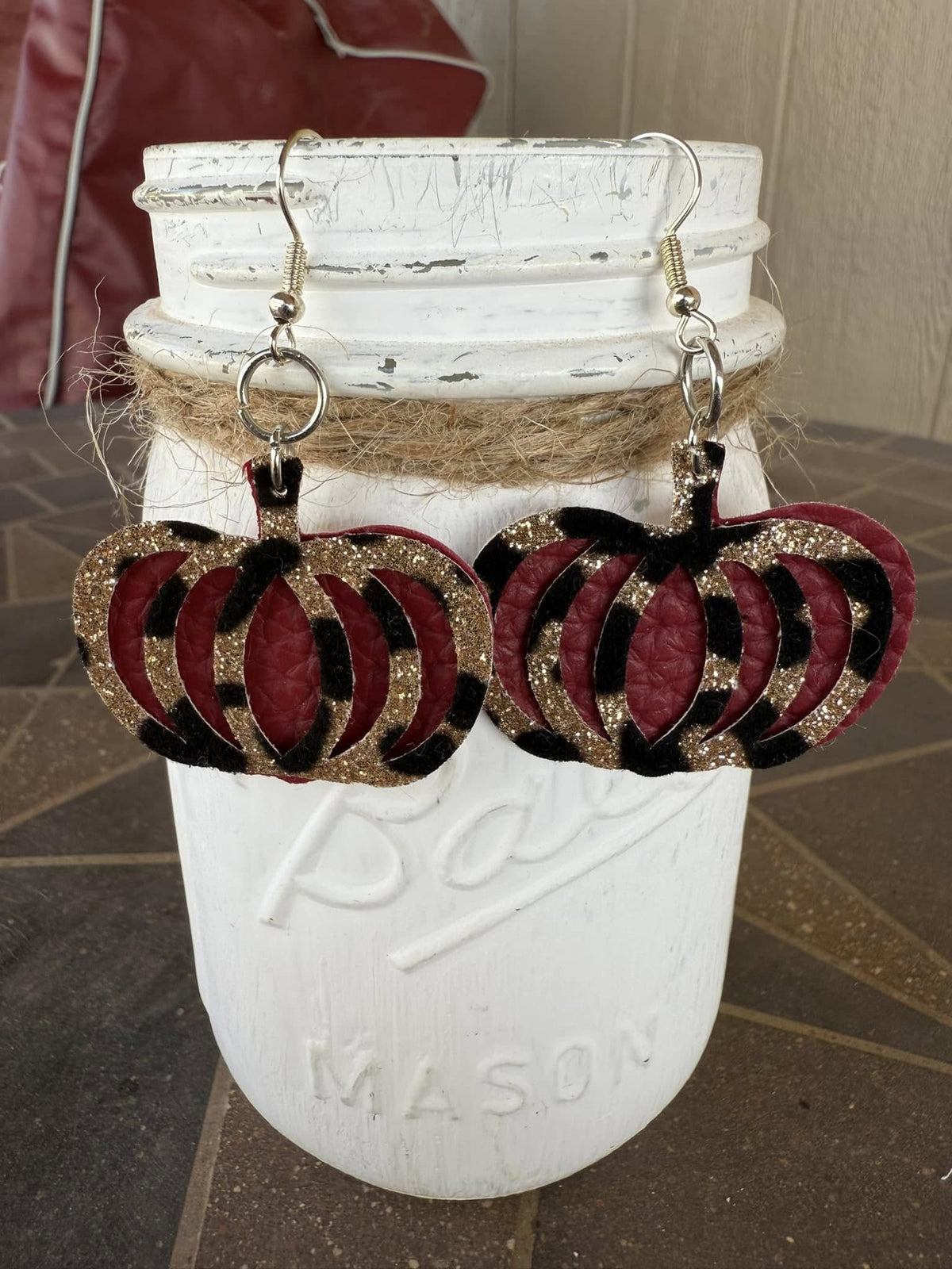Faux Leather Pumpkin Earrings