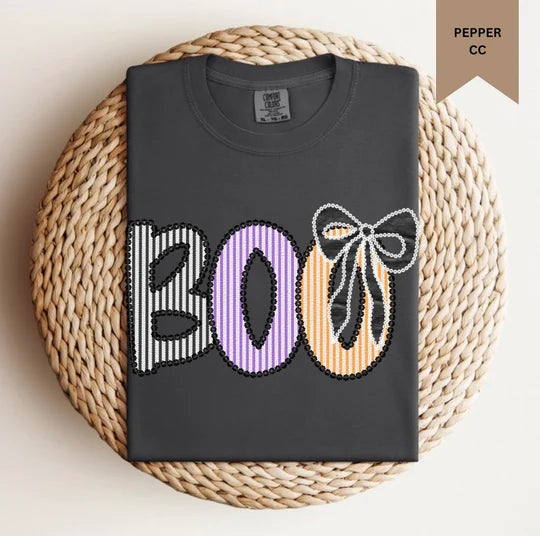 Stripe Bow Boo Tee