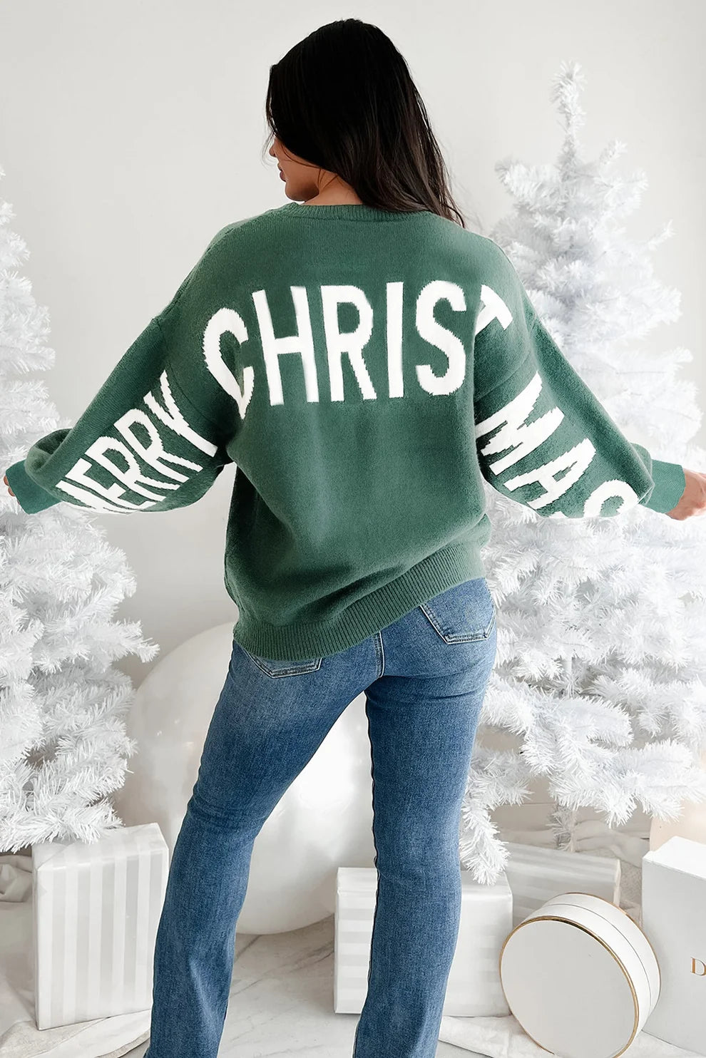 Merry Christmas/hohoho Chenille Graphic Sweater (Multiple Colors)