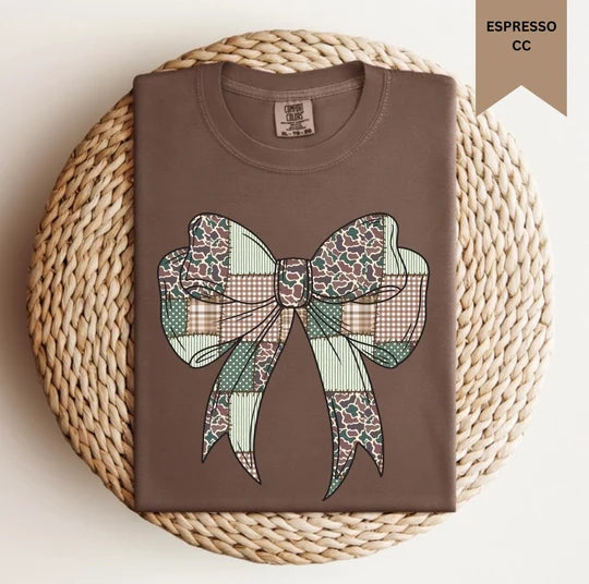 Camo Patchwork Bow Tee