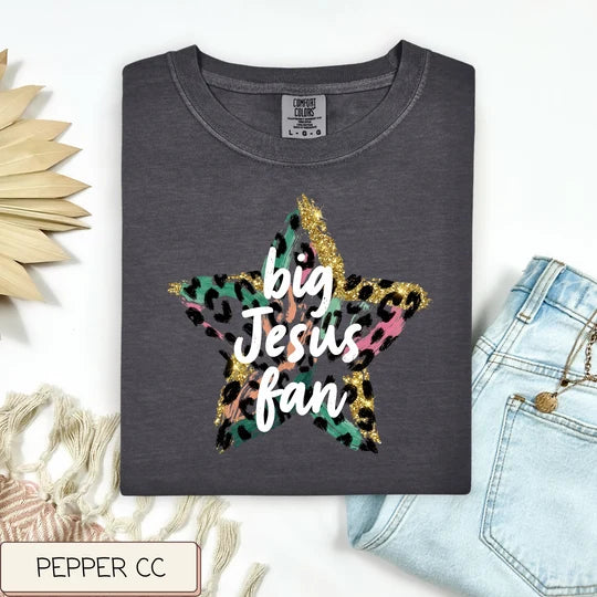 Big Jesus Fan Leopard Star Tee