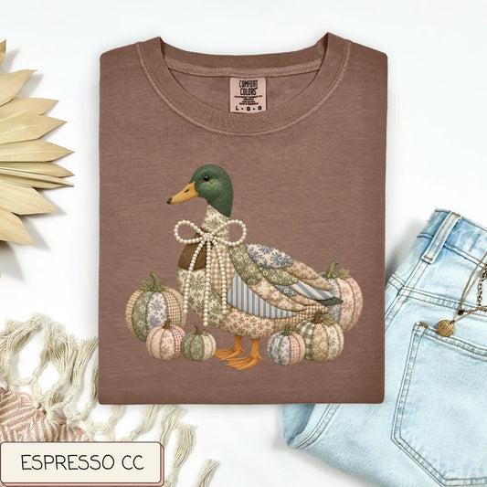 Patchwork Mallard and Pumpkins Tee