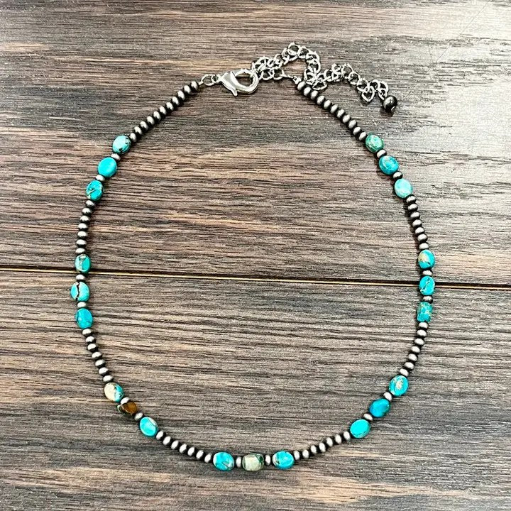 16" Faux Navajo, Oval Gemstone Necklace