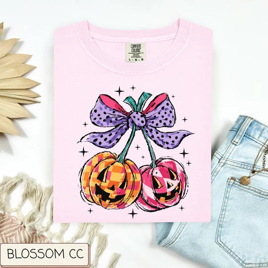 Checkered Pumpkin Cherries Tee
