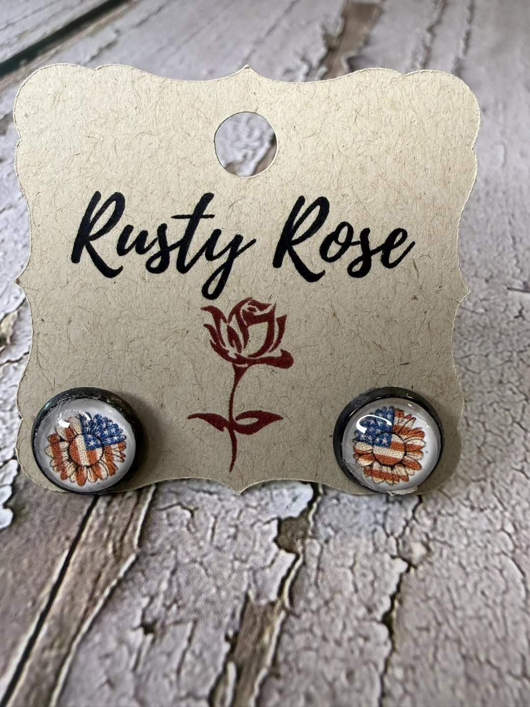 Patriotic Sunflower Stud Earrings
