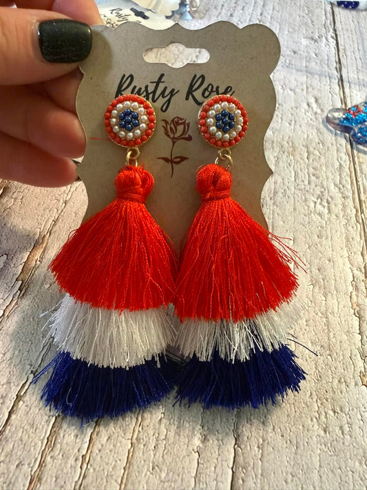 Patriotic Tassel Earrings