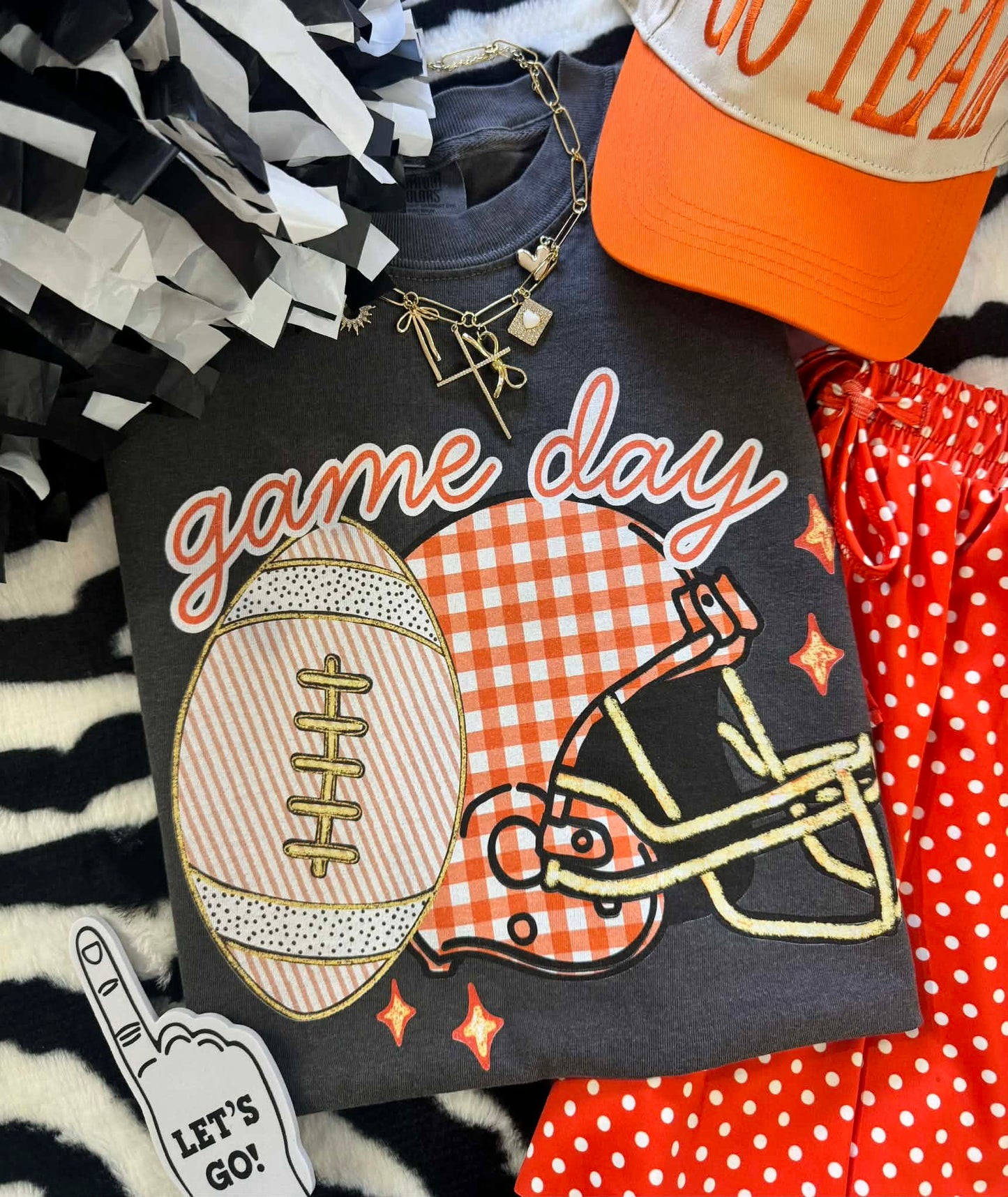 Game Day Gingham Helmet Tee (Multiple Colors Available)