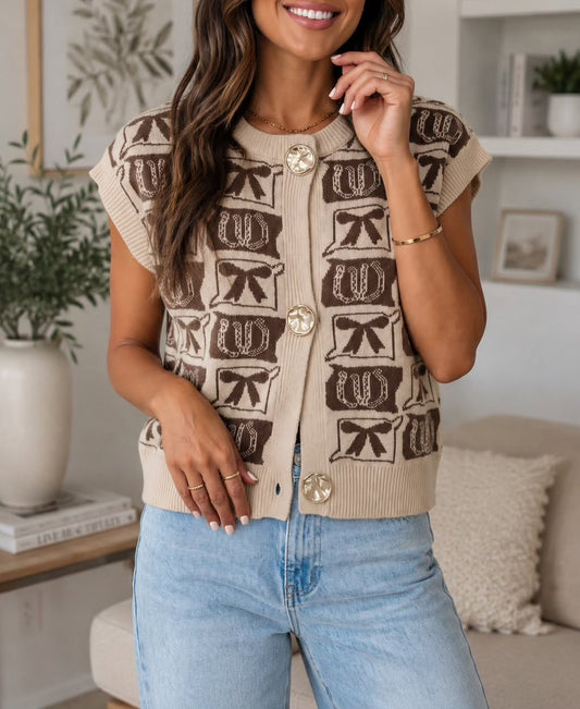 Brown Western Knit Sweater