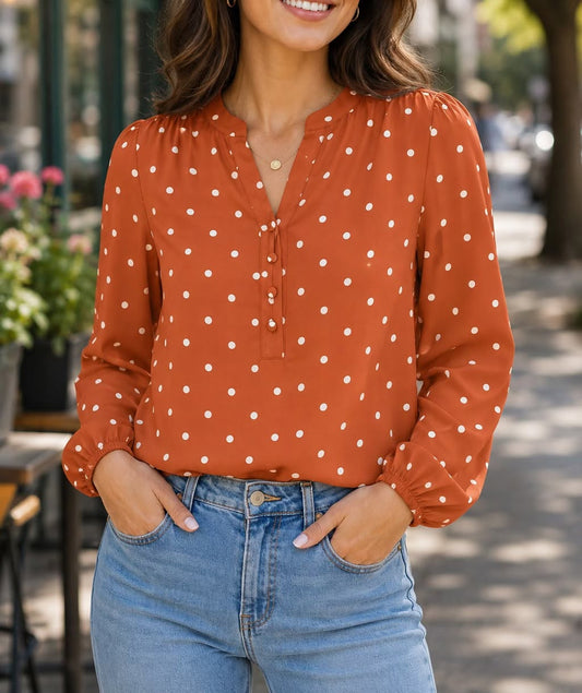 Brown Polka Dot Blouse
