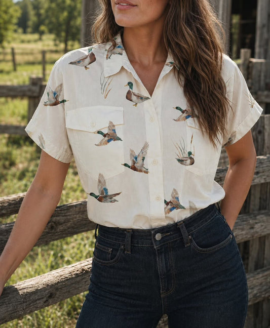 White Mallard Button Shirt