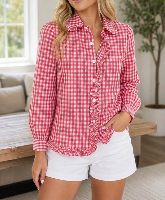 Red Plaid Frill Shirt