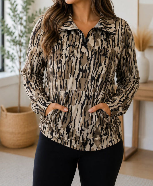 Camo Zipper Sweatshirt
