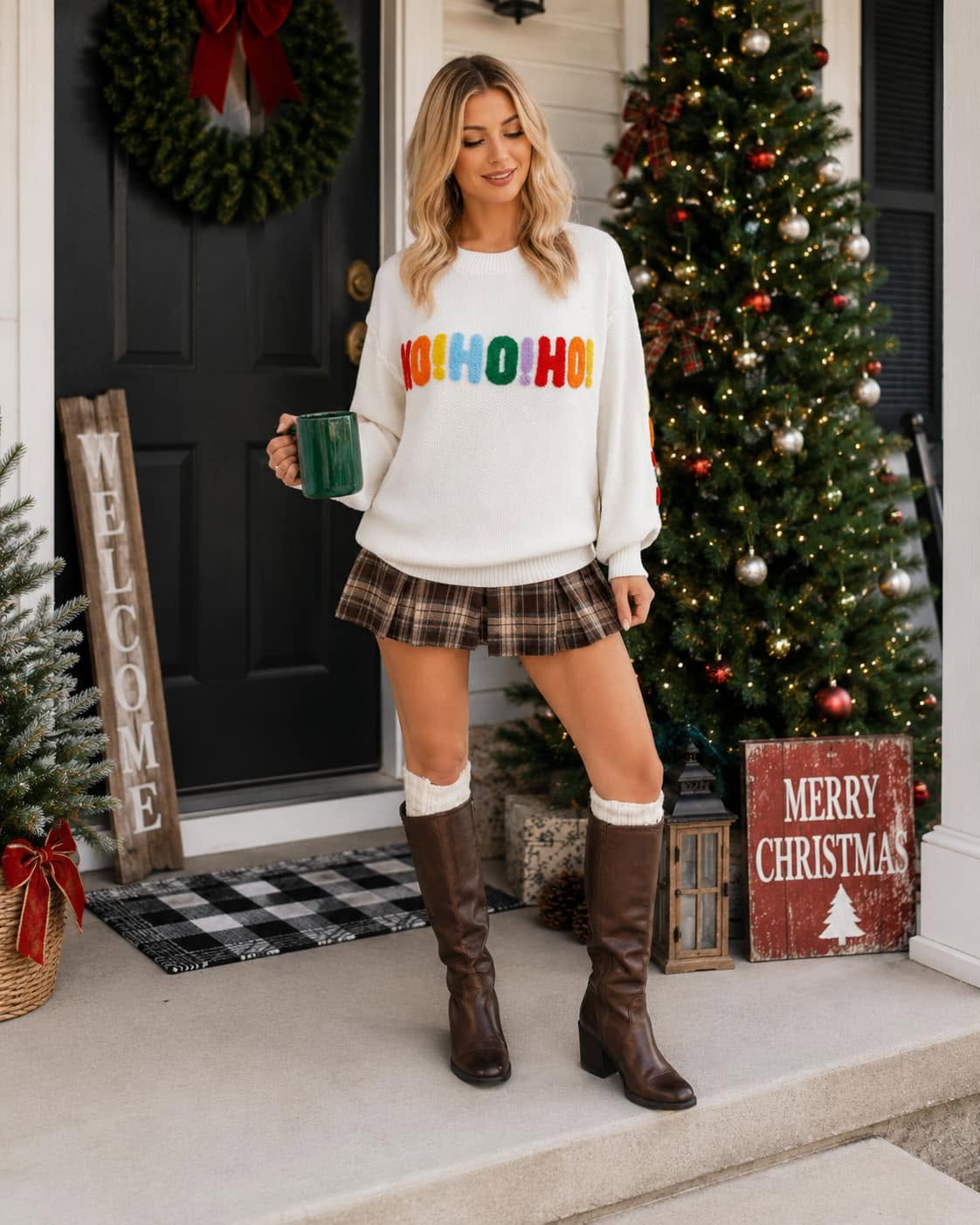 Merry Christmas/hohoho Chenille Graphic Sweater