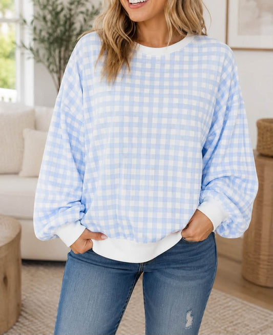 Blue Plaid Sweatshirt