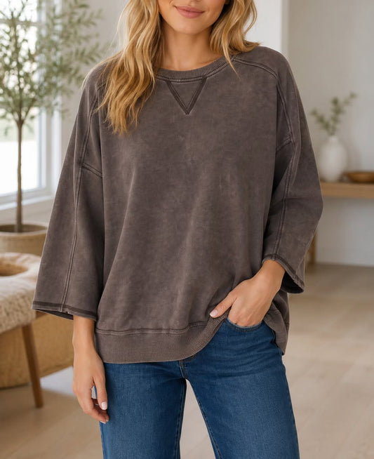 Brown Mineral Wash Cotton Top
