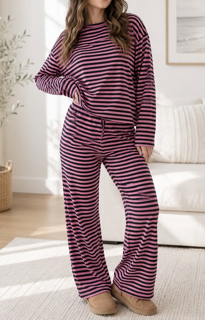 Pink Stripe Casual Set