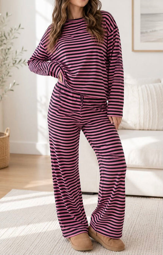 Pink Stripe Casual Set