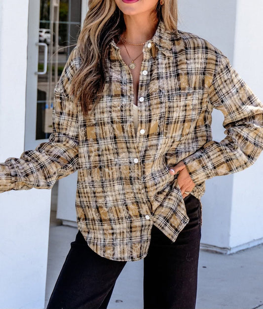 Brown Retro Button Shirt