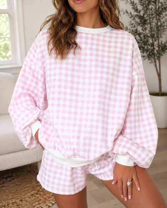Pink Plaid Baggy Set