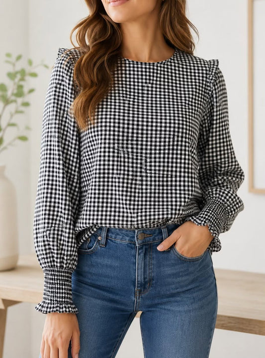 Black Plaid Blouse