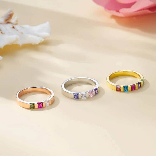 Birthstone Single Band Ring