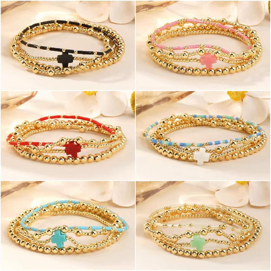Stackable Cross Bracelet Sets
