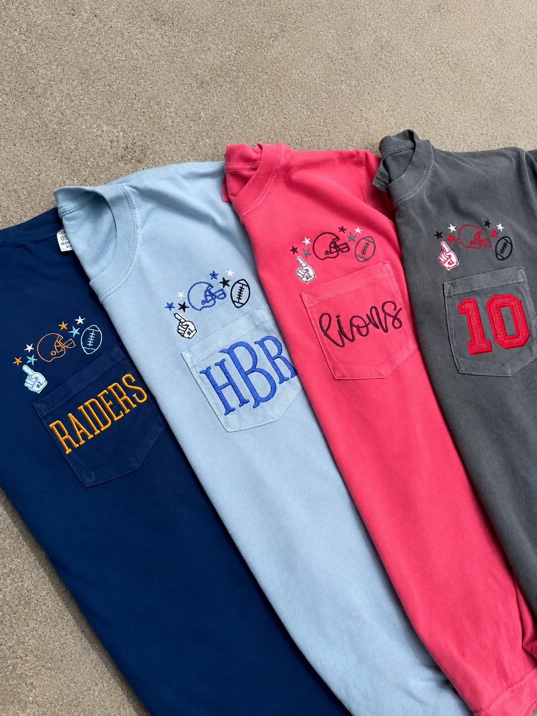 Personalized School Spirit Football Pocket Tee