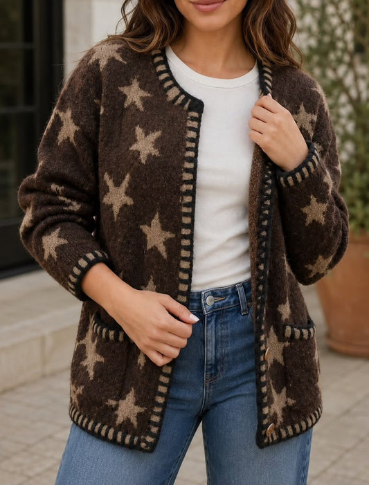 Brown Stars Cardigan