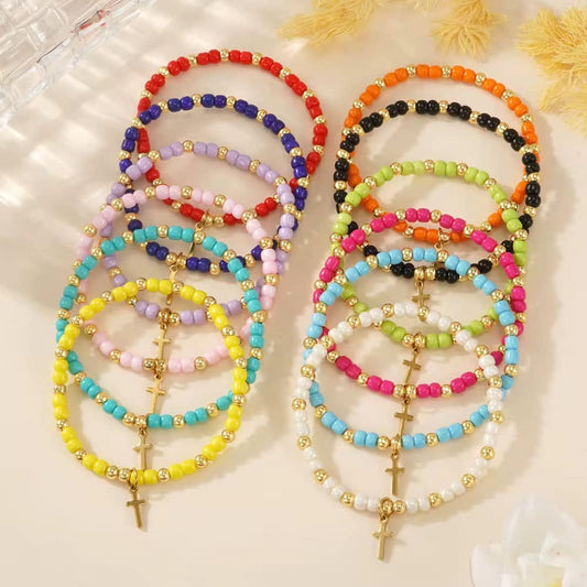 Gold Cross Beaded Bracelets