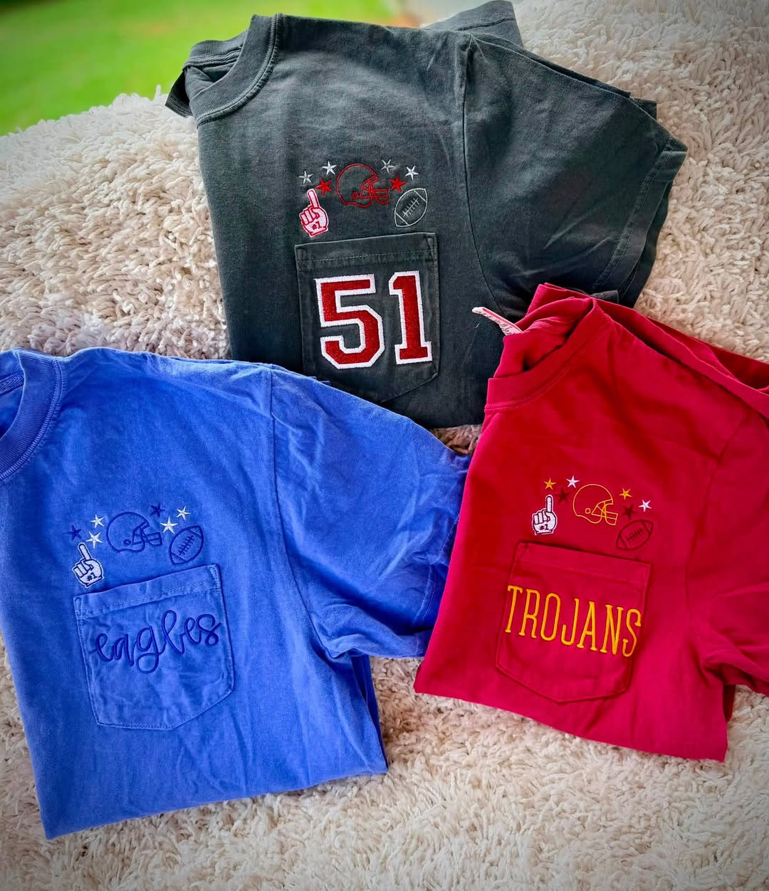 Personalized School Spirit Football Pocket Tee