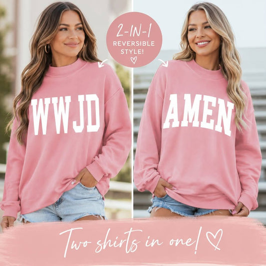 WWJD/AMEN Reversible Mock Neck Sweatshirt