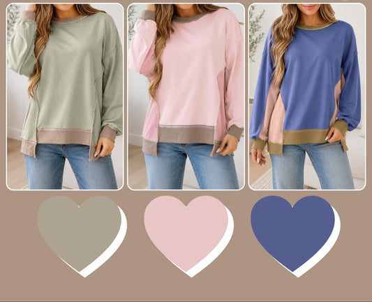 Colorblock Oversized Sweatshirt (Multiple Colors)