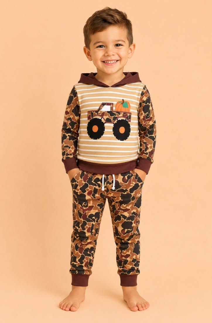Camo Monster Truck Pumpkin Lounge Set