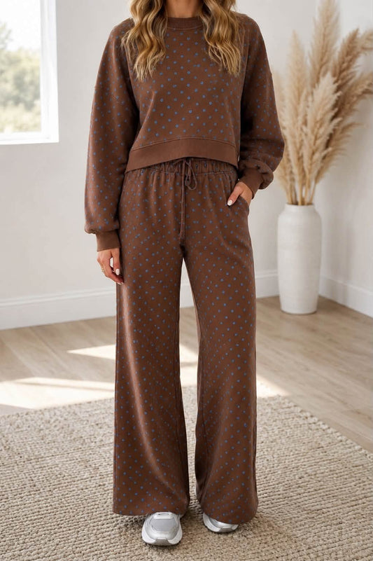 Brown Polka Dot Drawstring Set