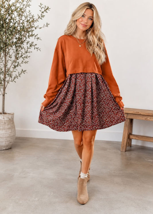 Orange Floral Mini Dress