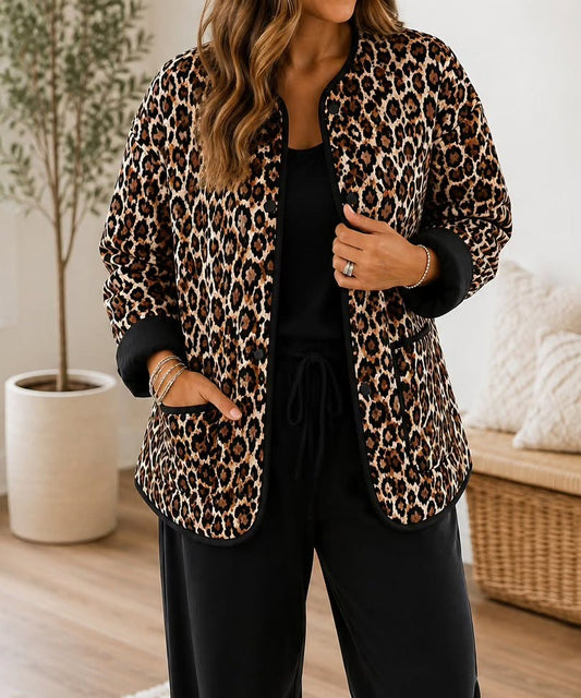 Brown Leopard Quilted Jacket