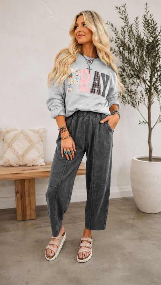 Gray Floral Pray Sweatshirt Outfit
