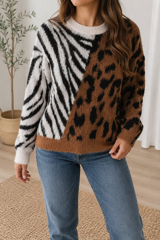 Western Leopard Zebra Sweater