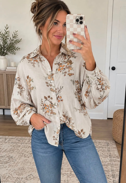Floral Silky Button Shirt