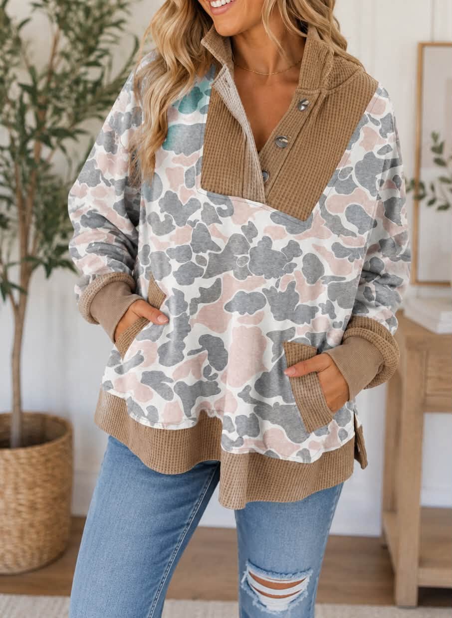 PLUS Camo Waffle Knit Hoodie